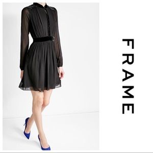 Frame Black Silk Dress Size Large New!